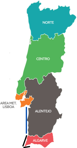 Localização da Costa Vicentina no mapa de Portugal